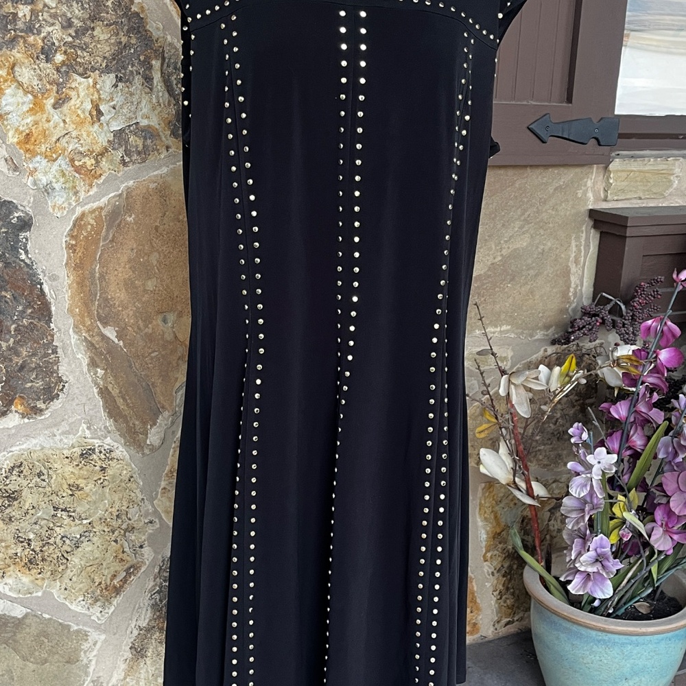 Calvin Klein - Black with gold studs sleeveless lined dress - Size 1X